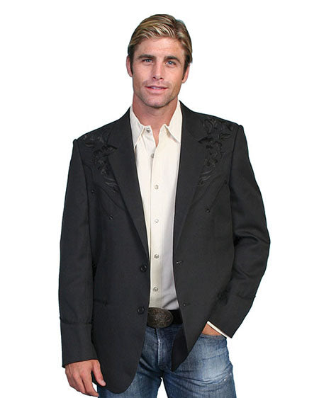 Men's Floral Tonal Embroidered Blazer