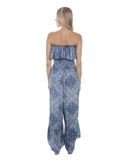 Women's Paisley Jumpsuit Ruffle Dress