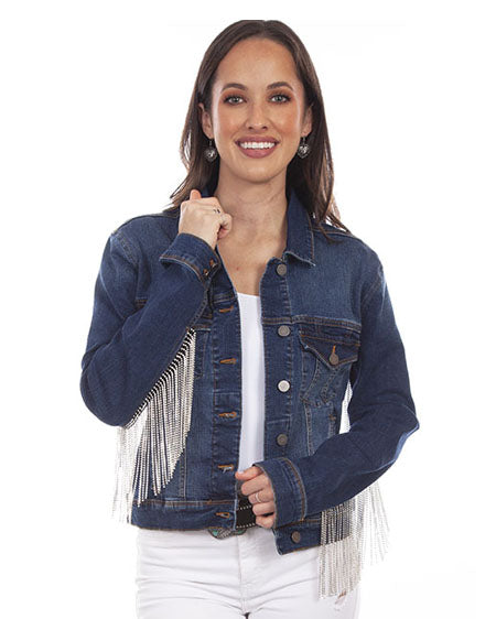 Women's Rhinestone Fringe Denim Jacket