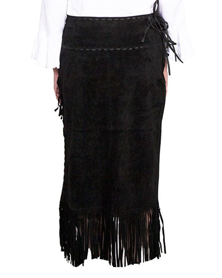 Women's Long Suede Fringe Skirt