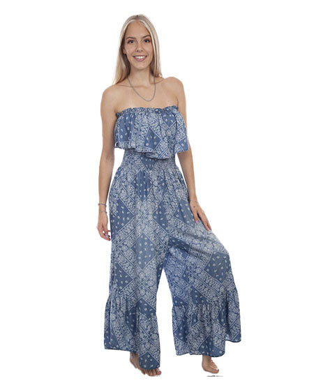 Women's Paisley Jumpsuit Ruffle Dress