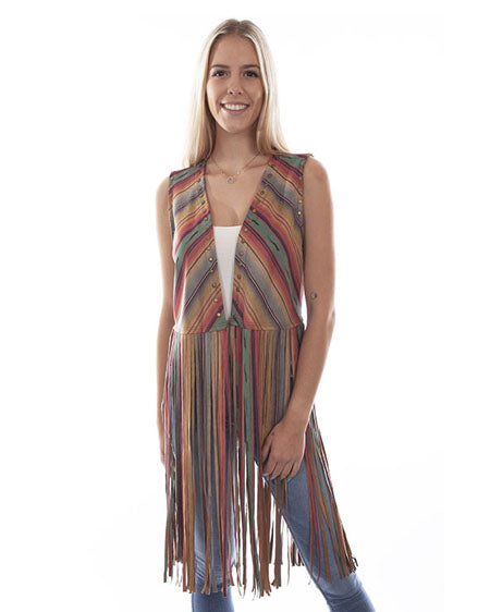 Hc764 - Microfiber Serape Fringe Vest