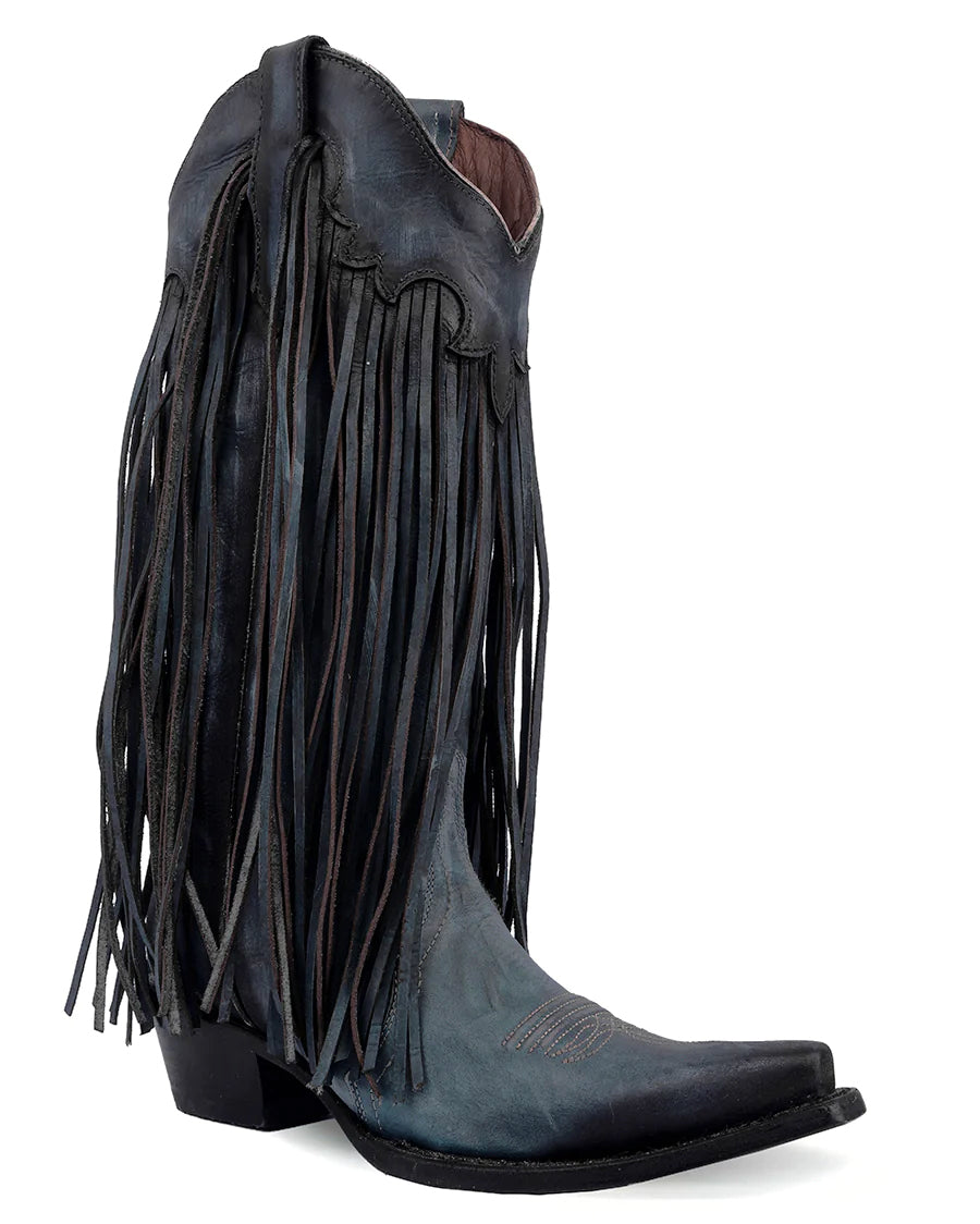 Women's Solid Fringe Western Boots