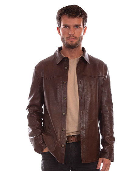 Men's Leather Shirt Jacket