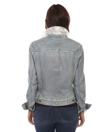 Women's Lambskin Leather Jean Jacket