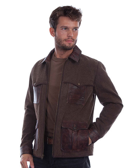 Men's Zip Front Canvas with Leather Trim