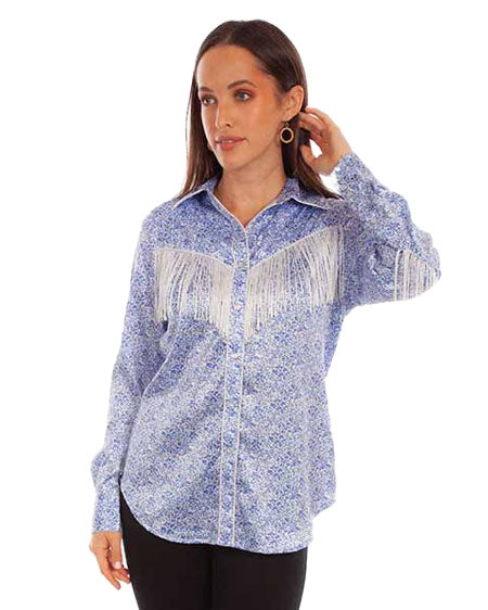 Women's Fringe Floral Print Blouse