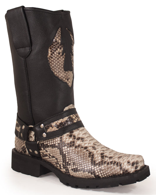 Men's Natural Python Motorcycle Boots