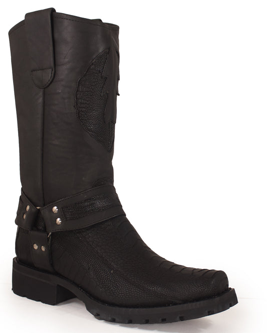 Men's Ostrich Leg Biker Boots