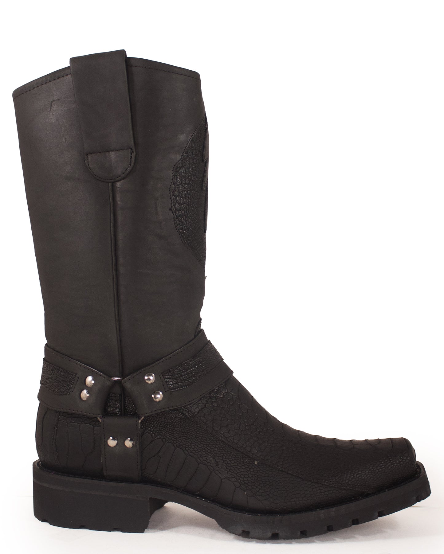 Men's Ostrich Leg Biker Boots