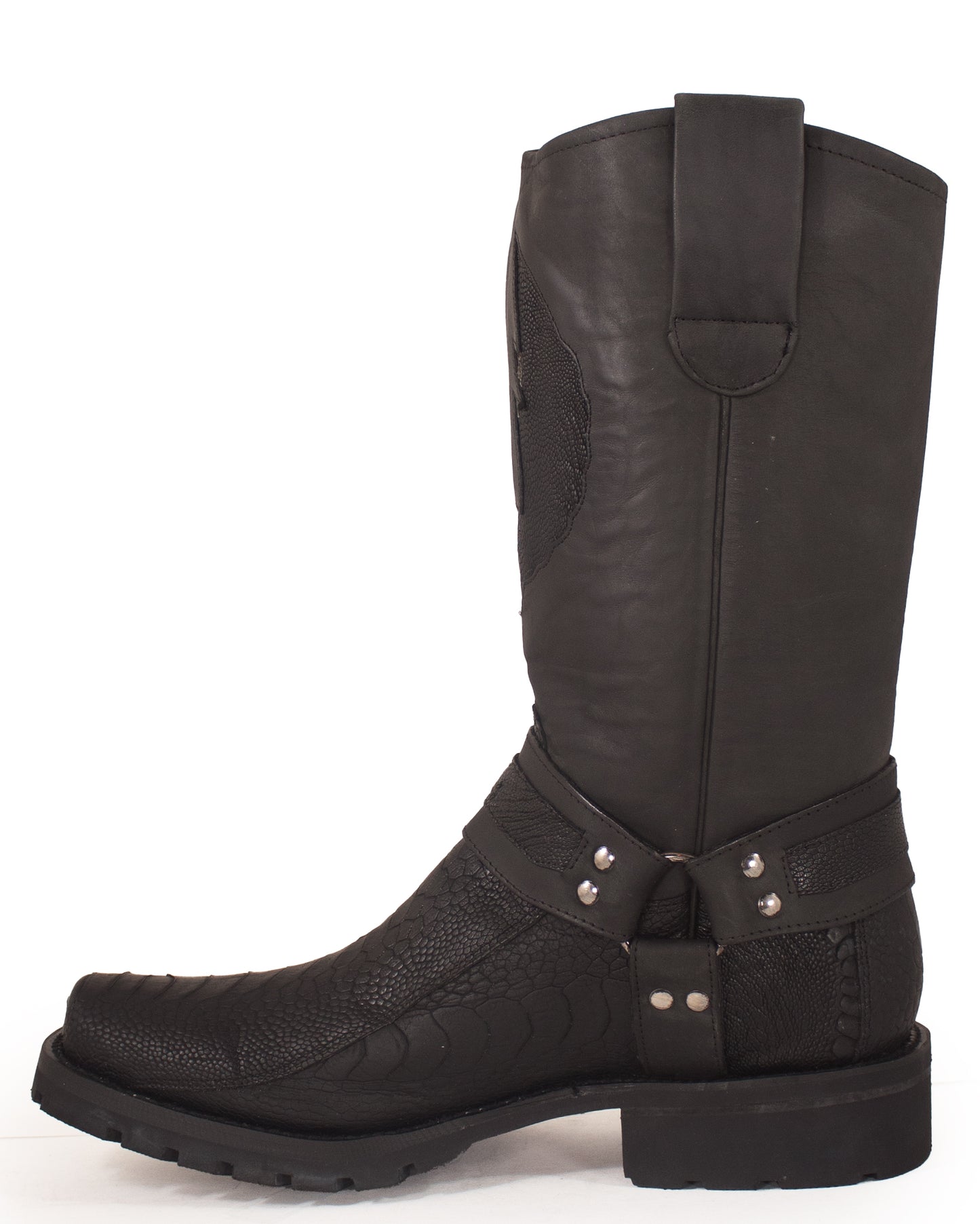 Men's Ostrich Leg Biker Boots