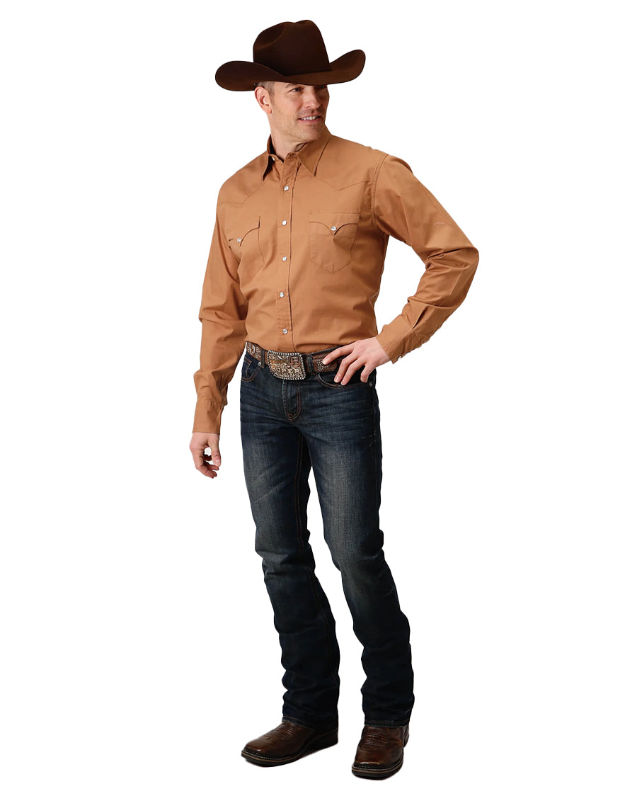 Men's Solid Poplin Western Shirt