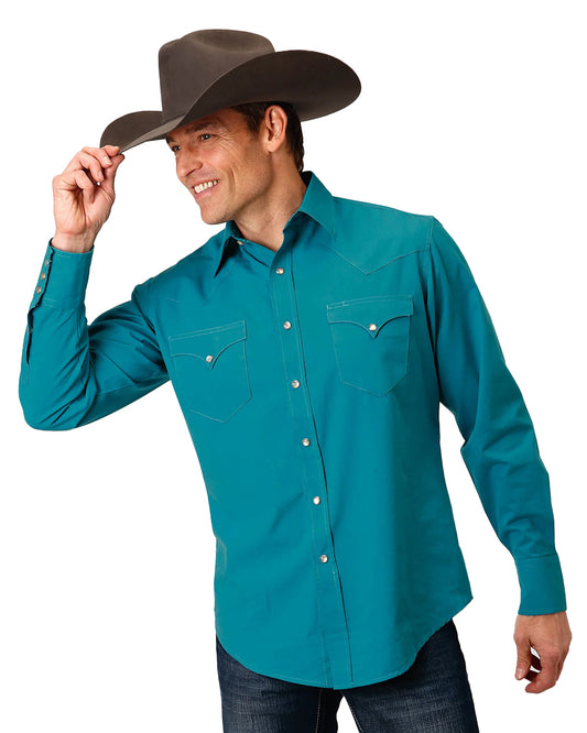 Men's Solid Poplin Western Shirt