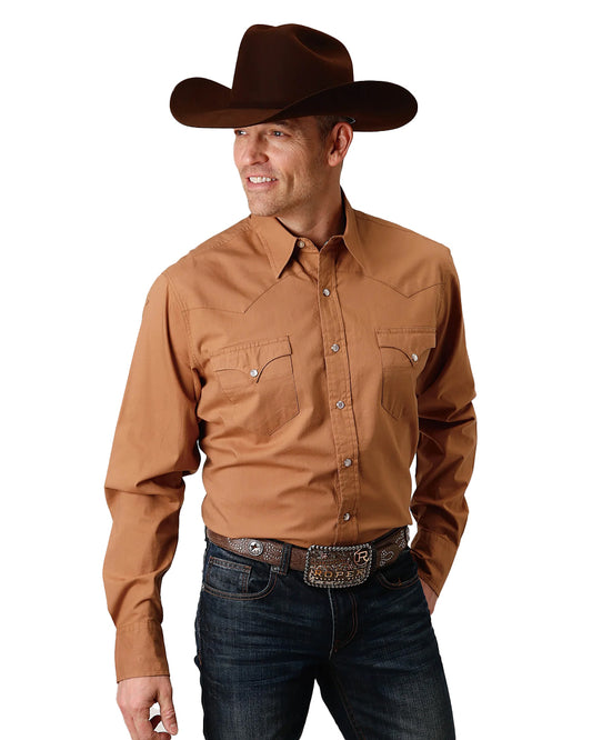 Men's Solid Poplin Western Shirt