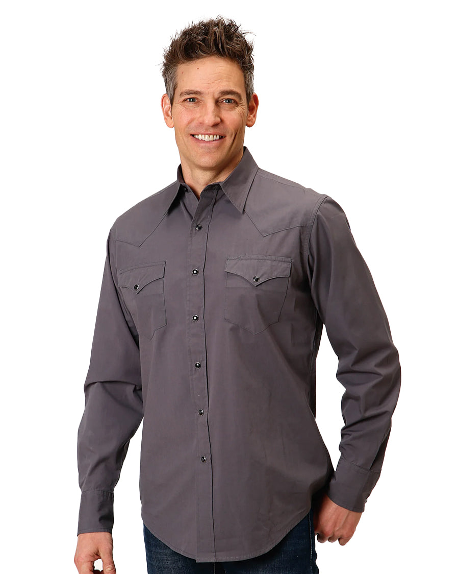 Men's Solid Poplin Western Shirt