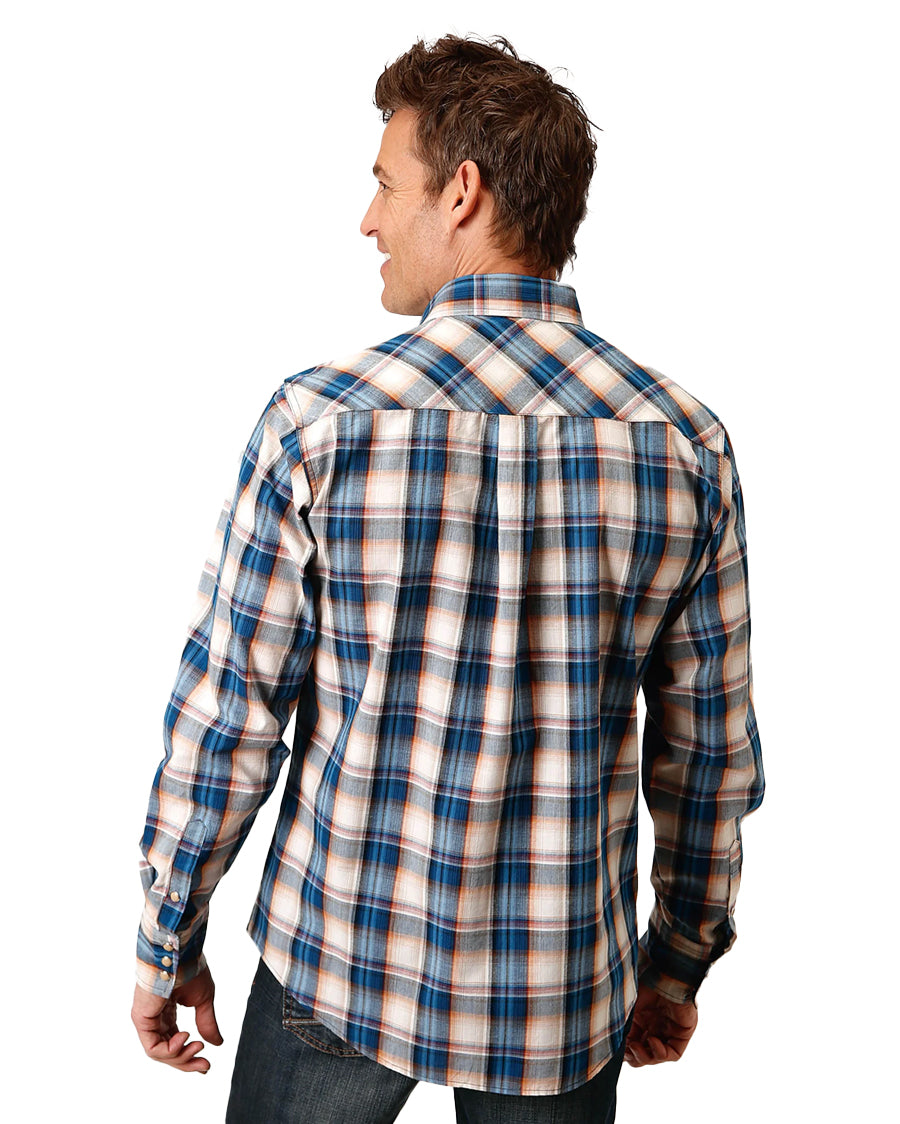 Men's Denim Plaid Western Shirt