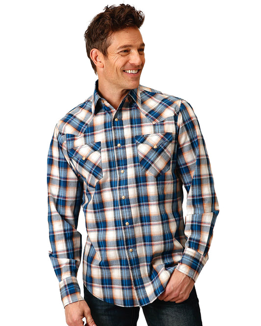 Men's Denim Plaid Western Shirt