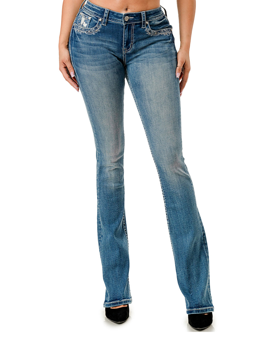 Women's Embellished Cactus Boot Cut Jeans