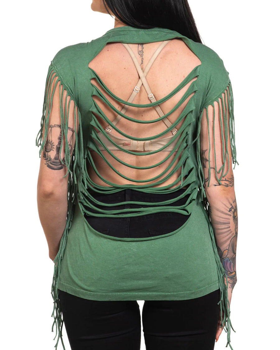 Women's AC Rose Wings Fringe Tank