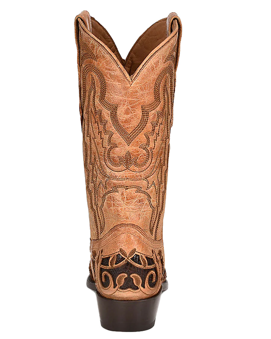 Men's Exotic Inlay Snip Toe Western Boots