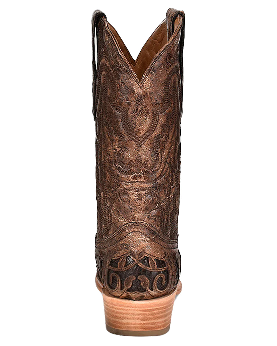 Men's Exotic Inlay Horseman Toe Western Boots