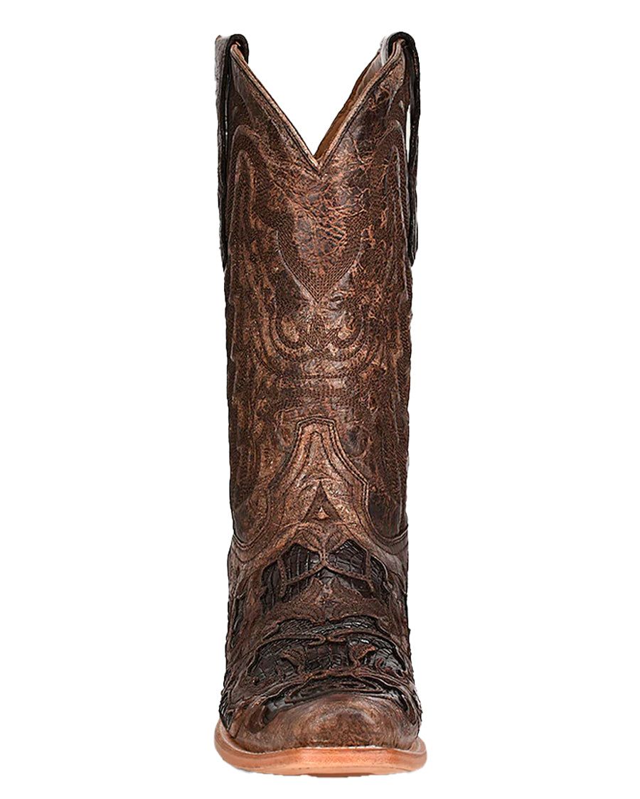 Men's Exotic Inlay Horseman Toe Western Boots