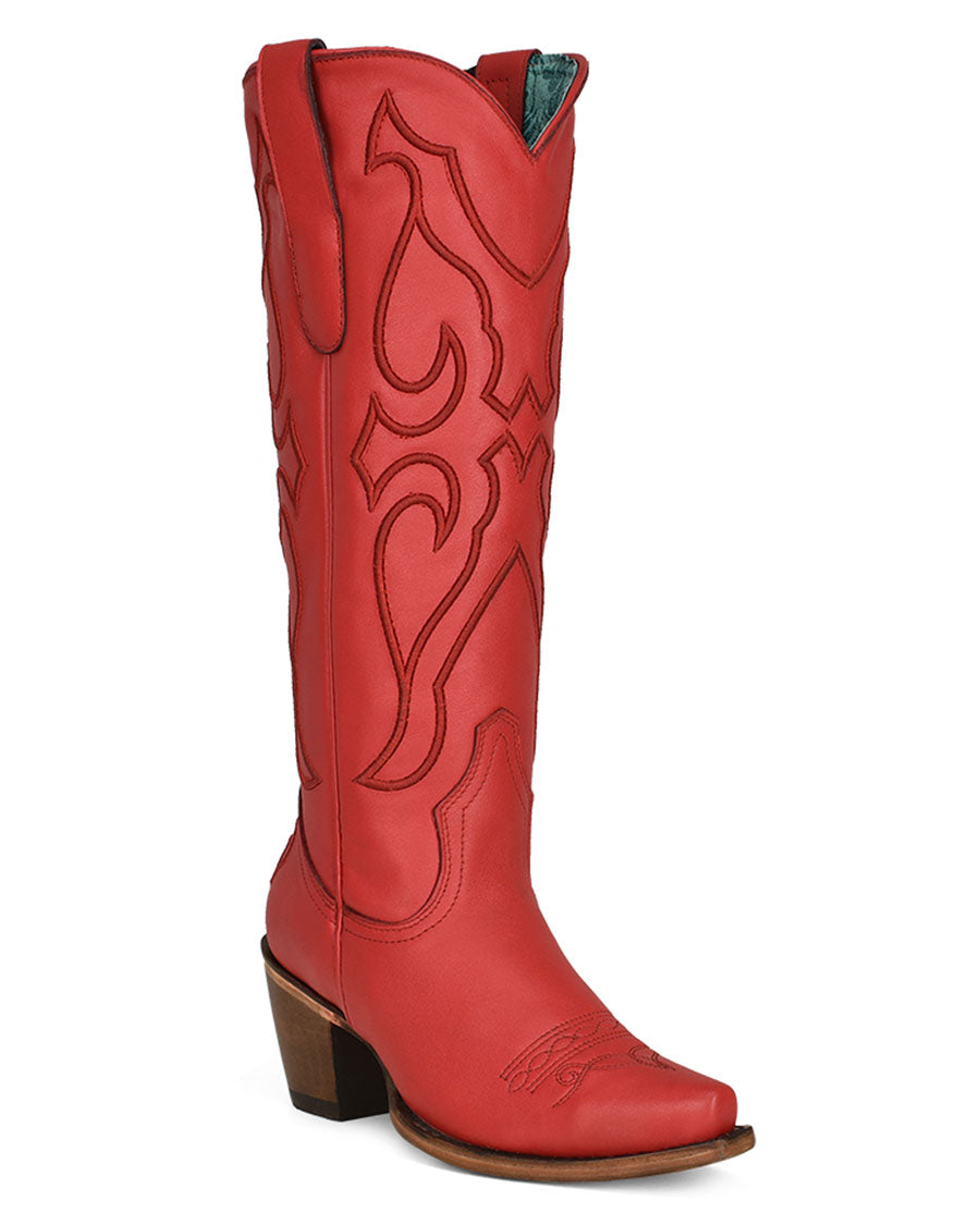 Women's Solid Embroidery Tall Top Western Boots