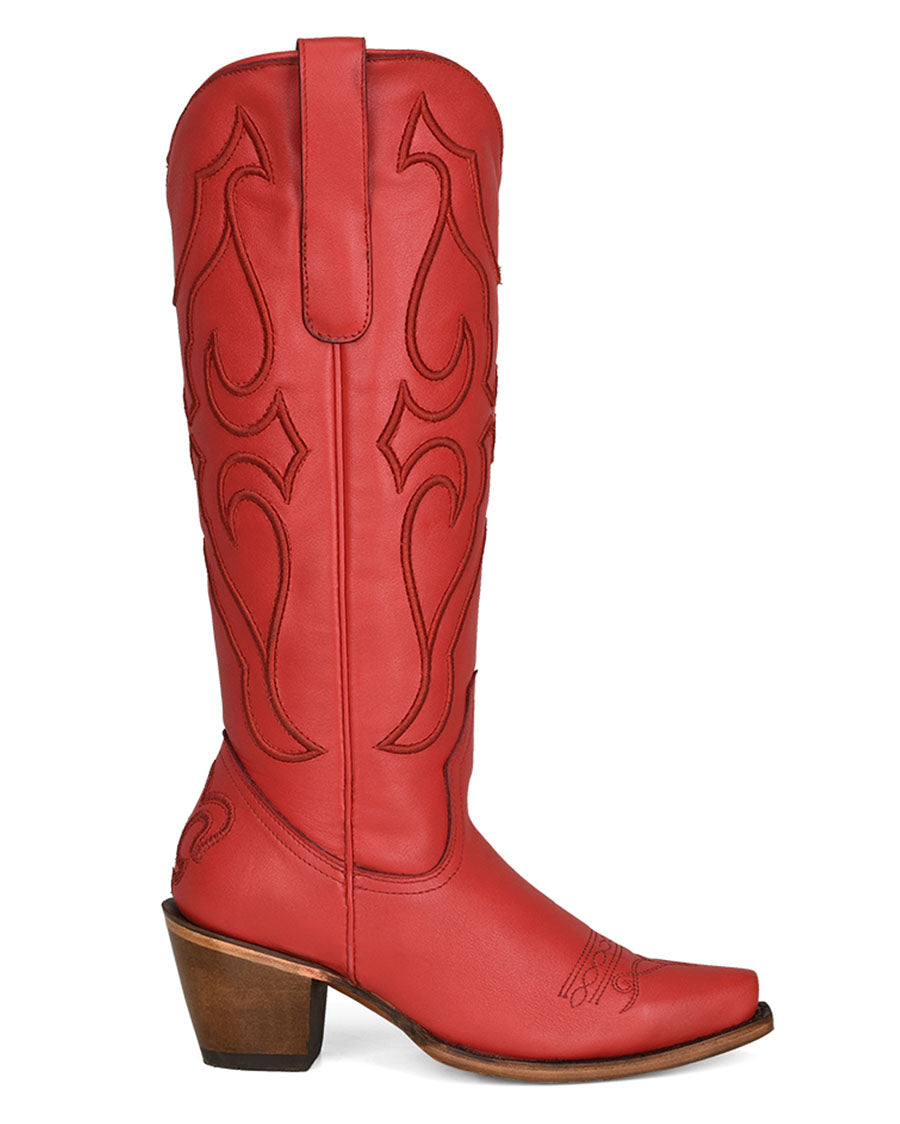 Women's Solid Embroidery Tall Top Western Boots