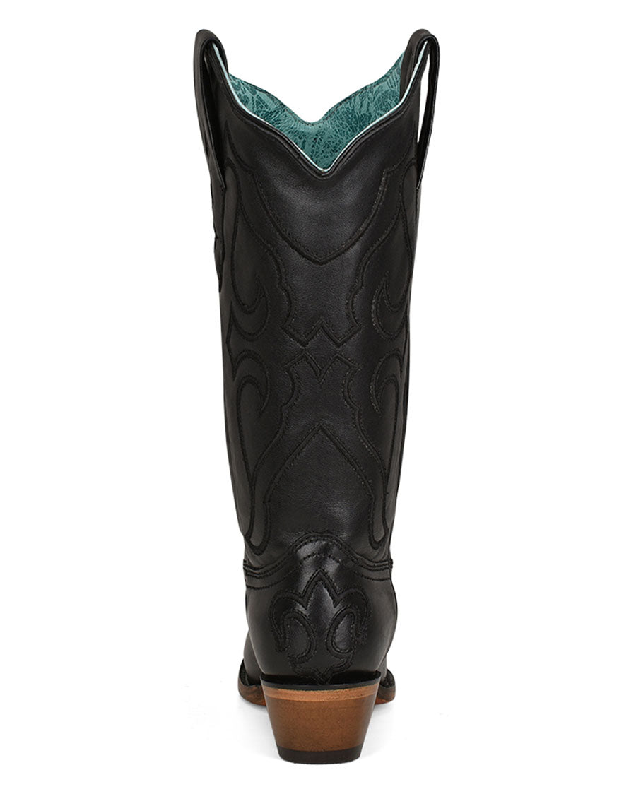 Women's Solid Embroidery Western Boots