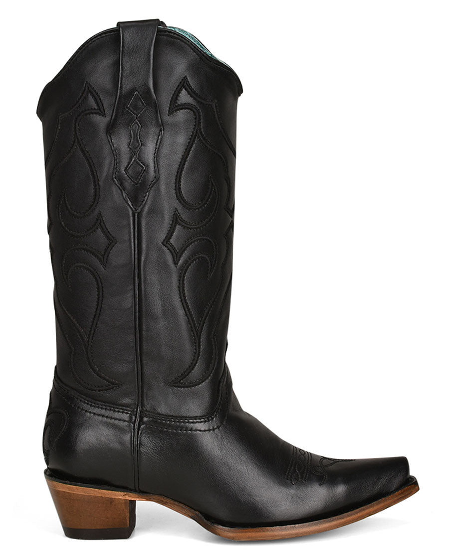 Women's Solid Embroidery Western Boots