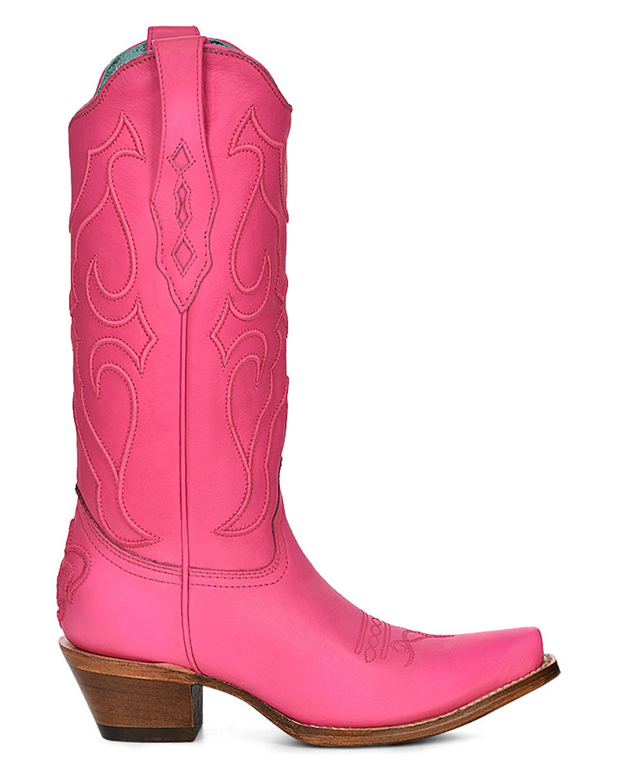 Women's Solid Embroidery Western Boots