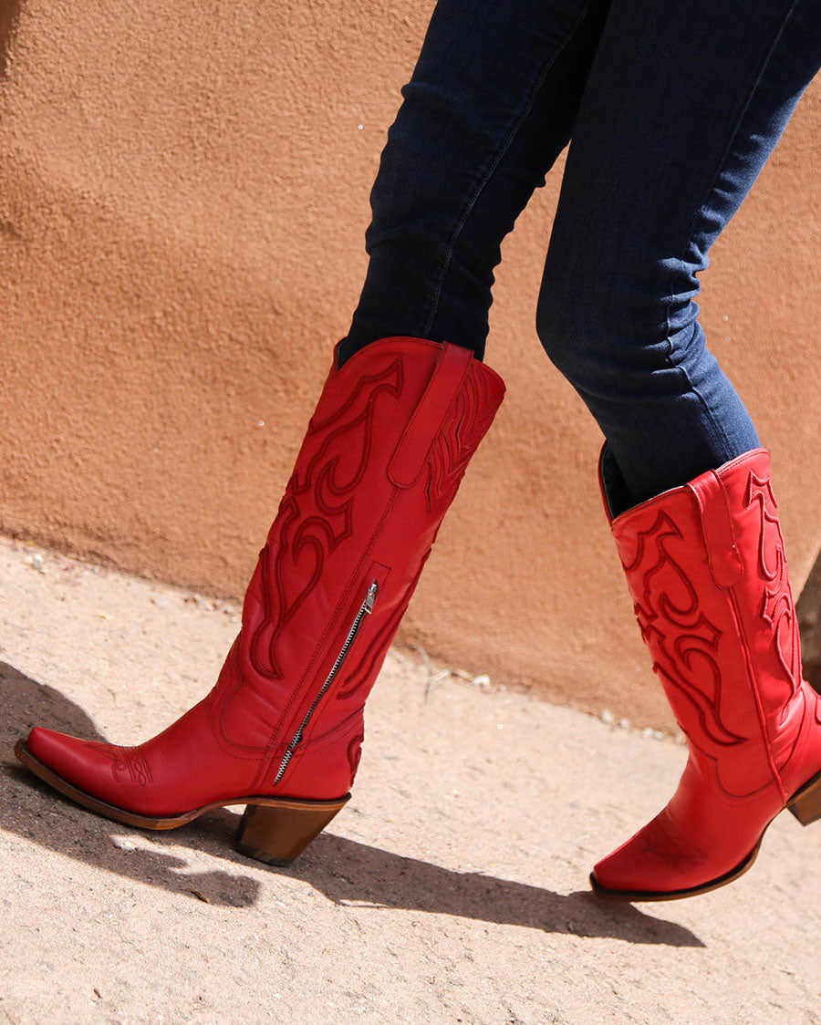 Women's Solid Embroidery Tall Top Western Boots