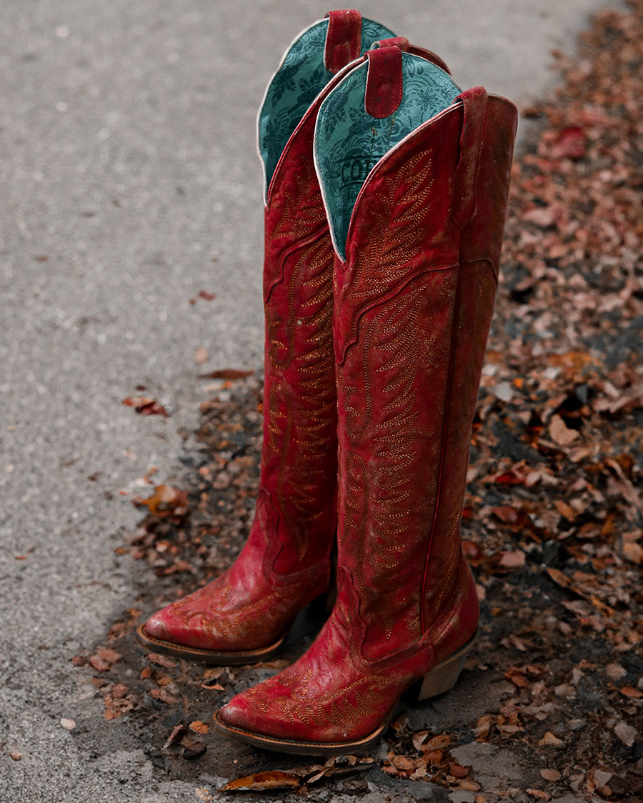 Women's Distressed Embroidered Tall Top Western Boots