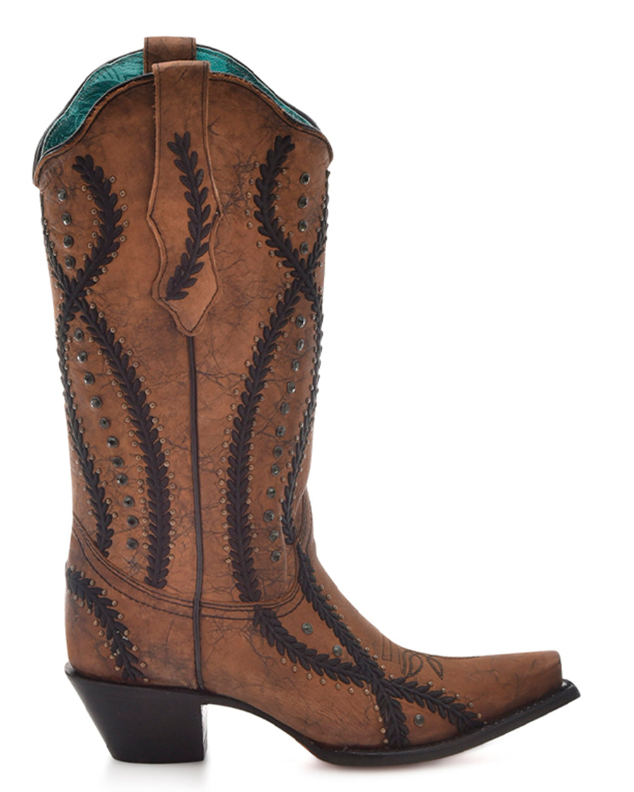 Women's Embroidery Crystals & Studs Western Boots