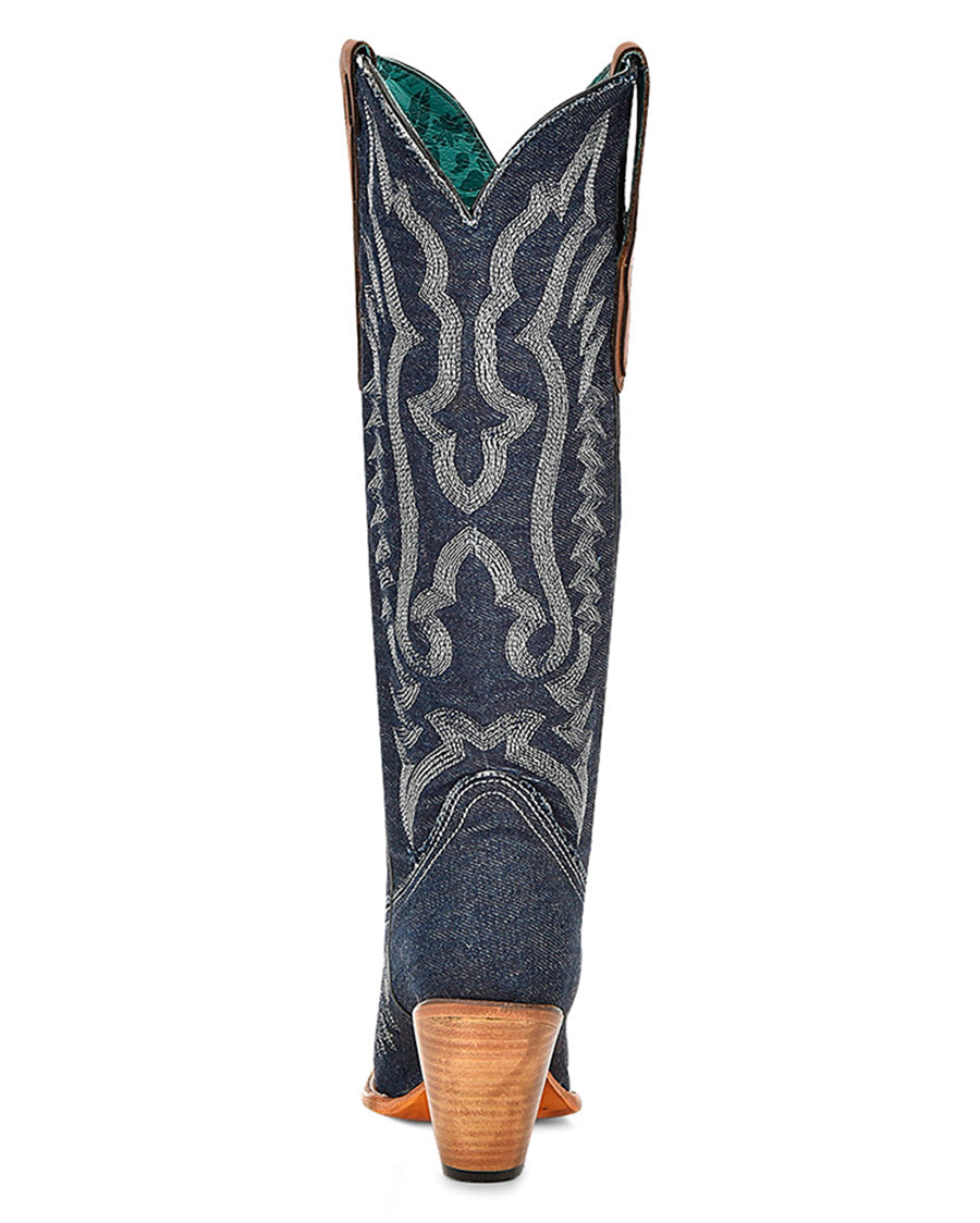 Women's Denim Embroidery Tall Top Western Boots