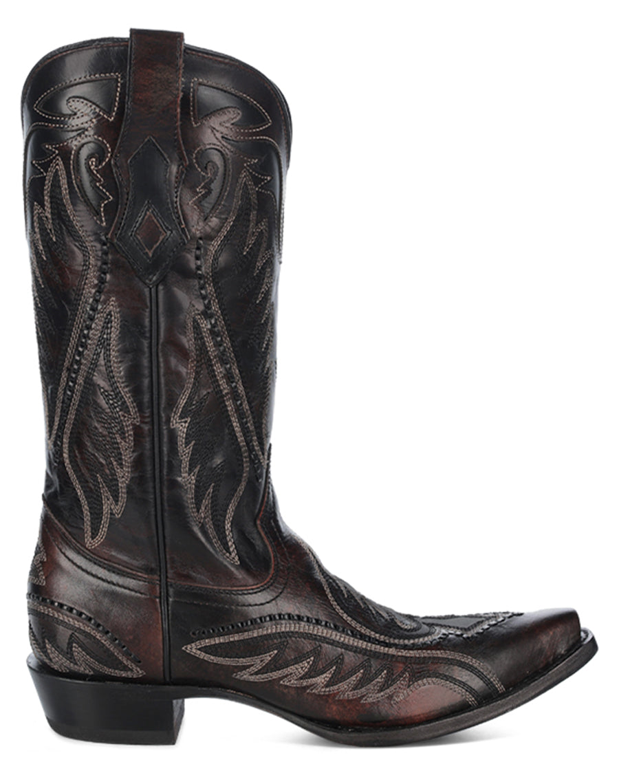 Men's Woven Inlay Embroidered Western Boots