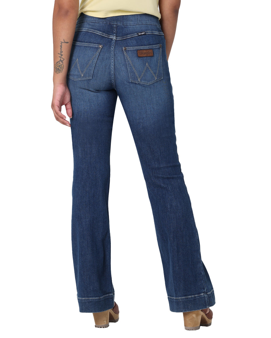 Women's Retro Pull-On High Rise Trouser Flare Jeans