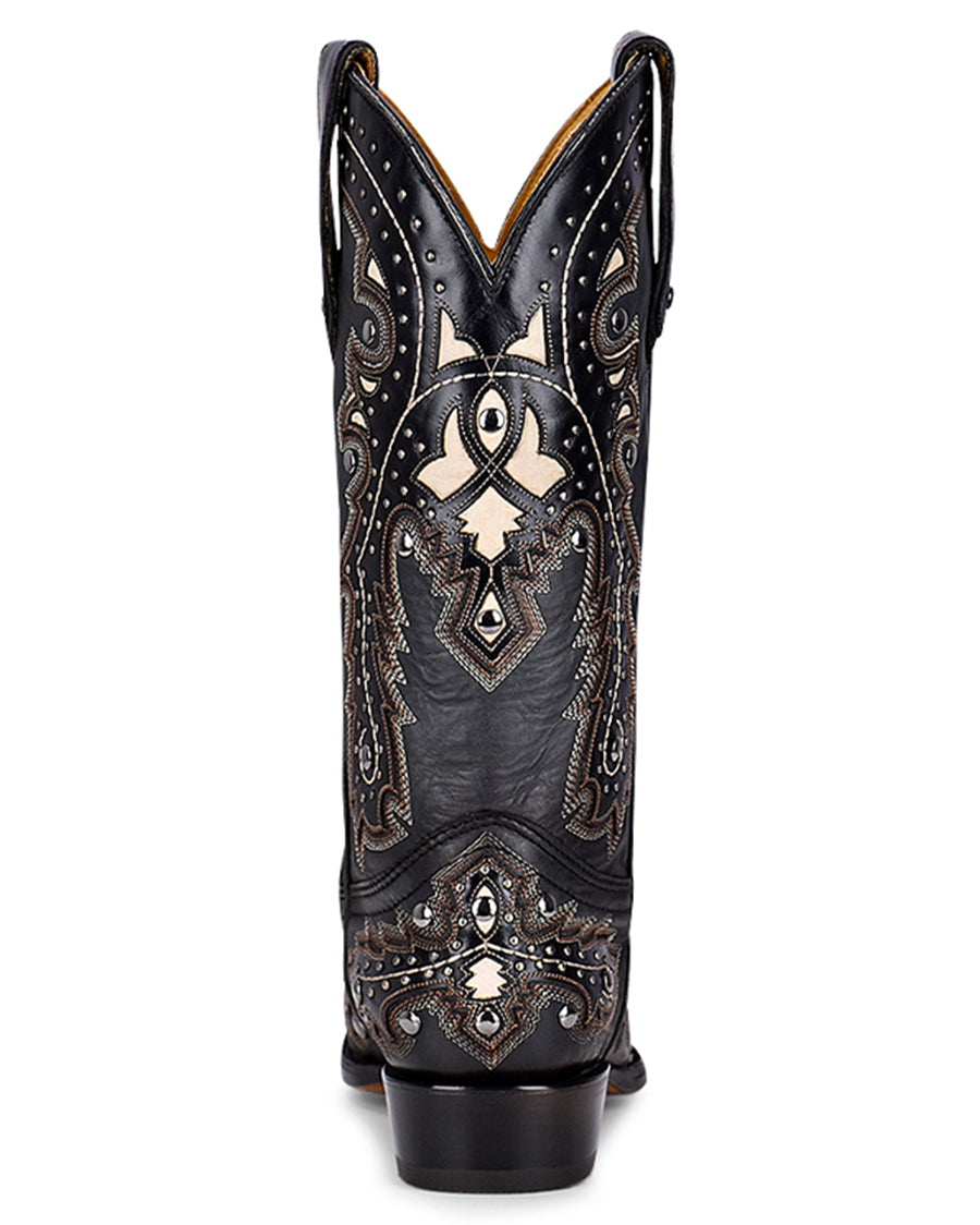 Men's Overlay Embroidery and Studs Western Boots