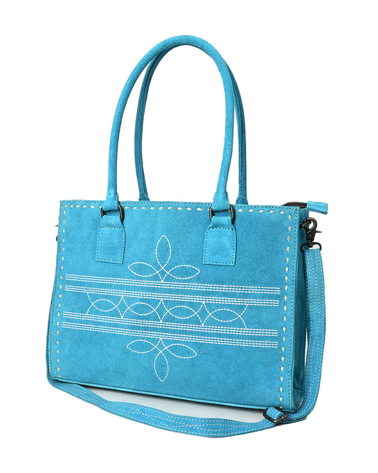 Genuine Western Suede Leather Tote