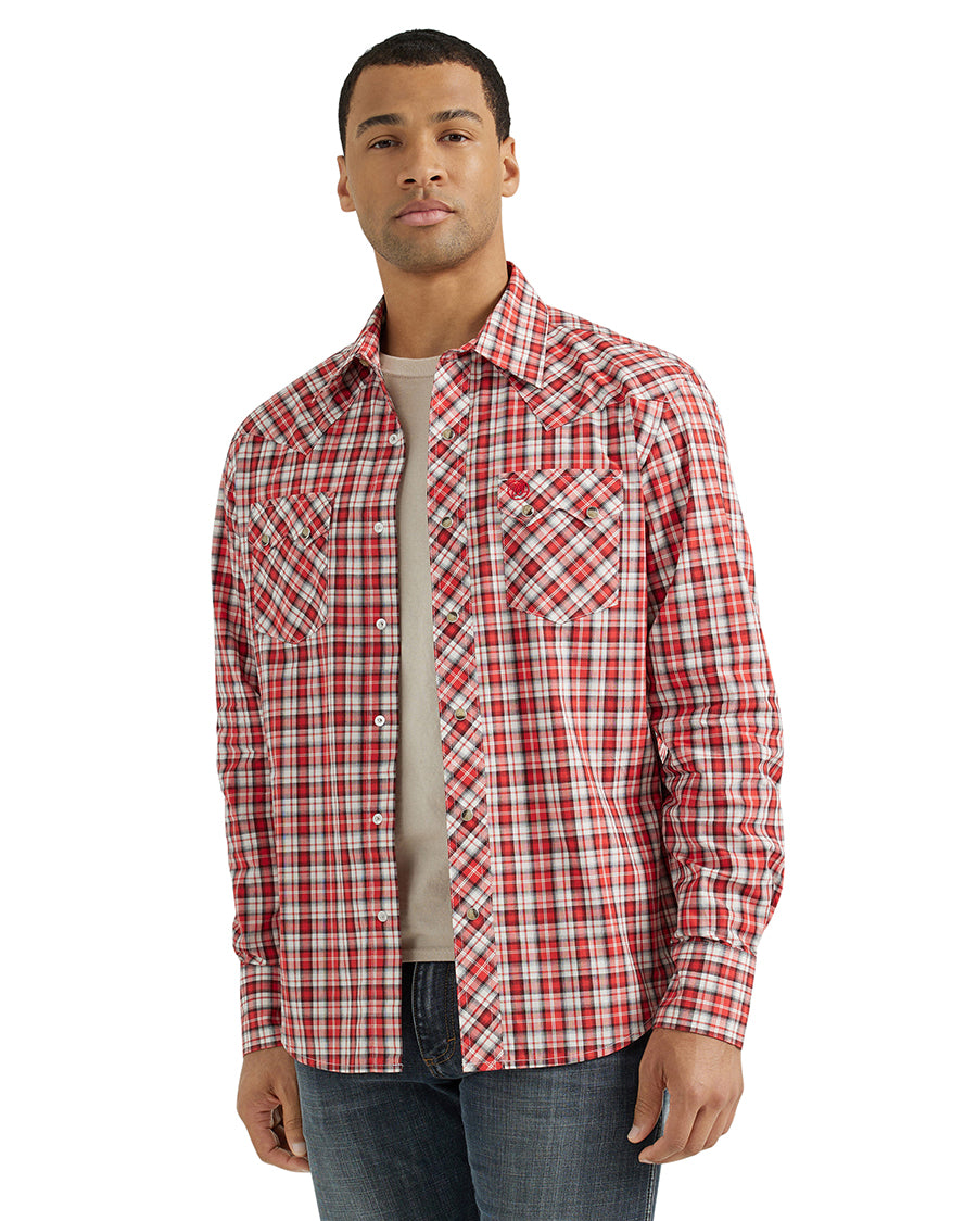 Men's Retro Long Sleeve Sawtooth Shirt Modern Fit Shirt