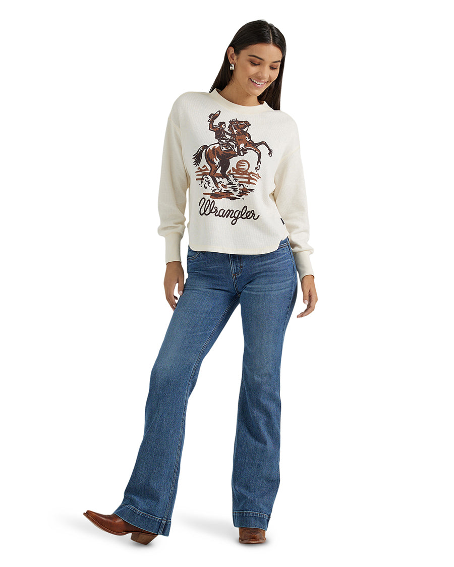 Women's Retro Western Vintage Long Sleeve Thermal Shirt