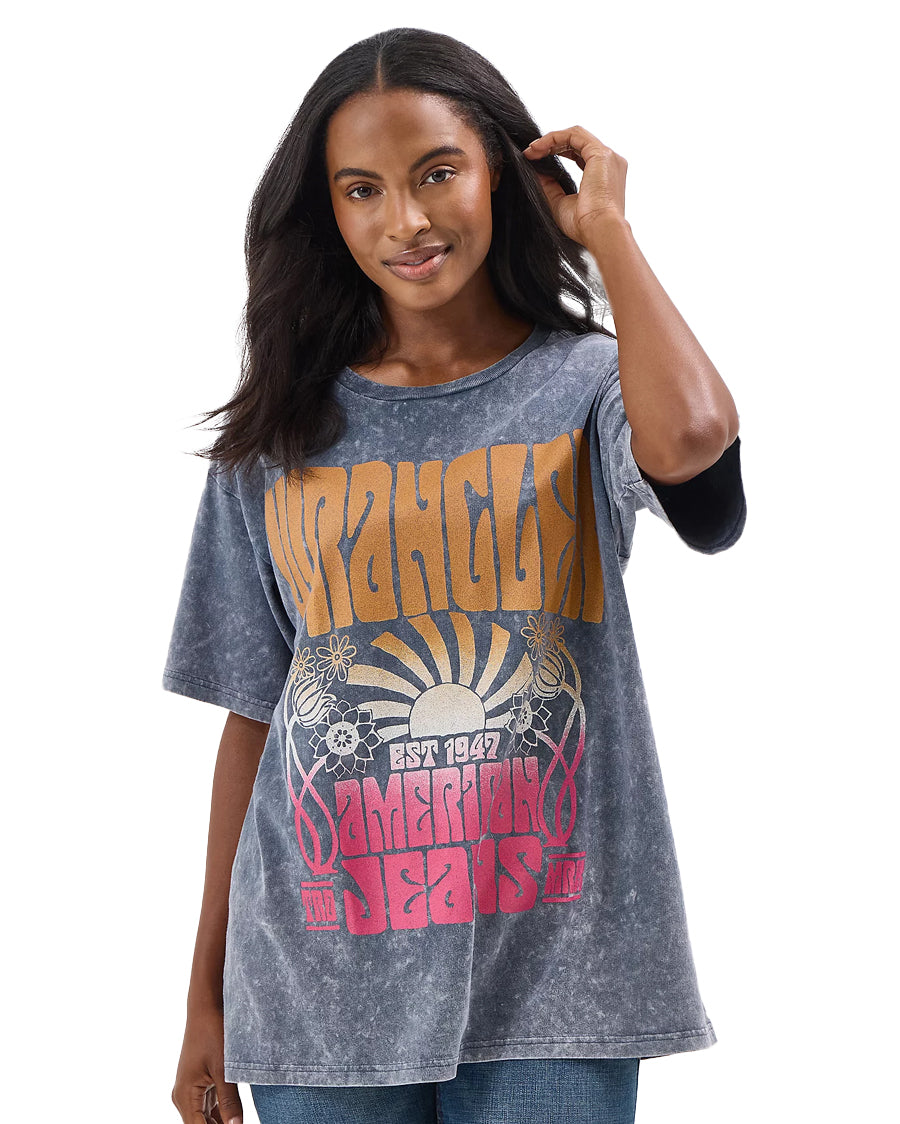 Women's Acid Wash Graphic Oversized Tee