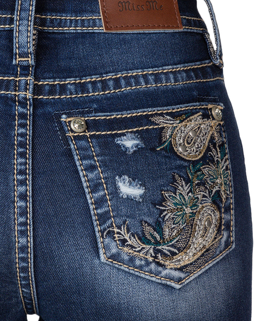 Women's Paisley High-Rise Flare Jeans