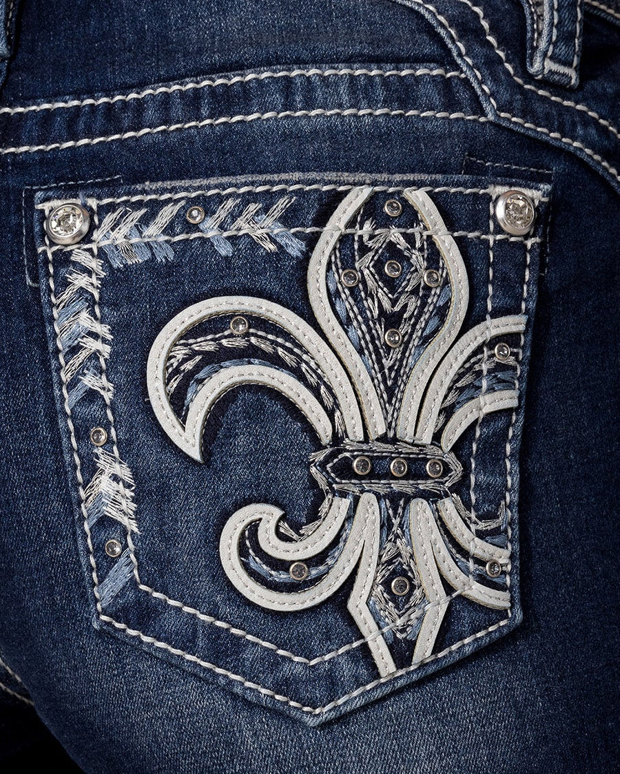 Women's Iced Fleur De Lis Boot Cut Jeans