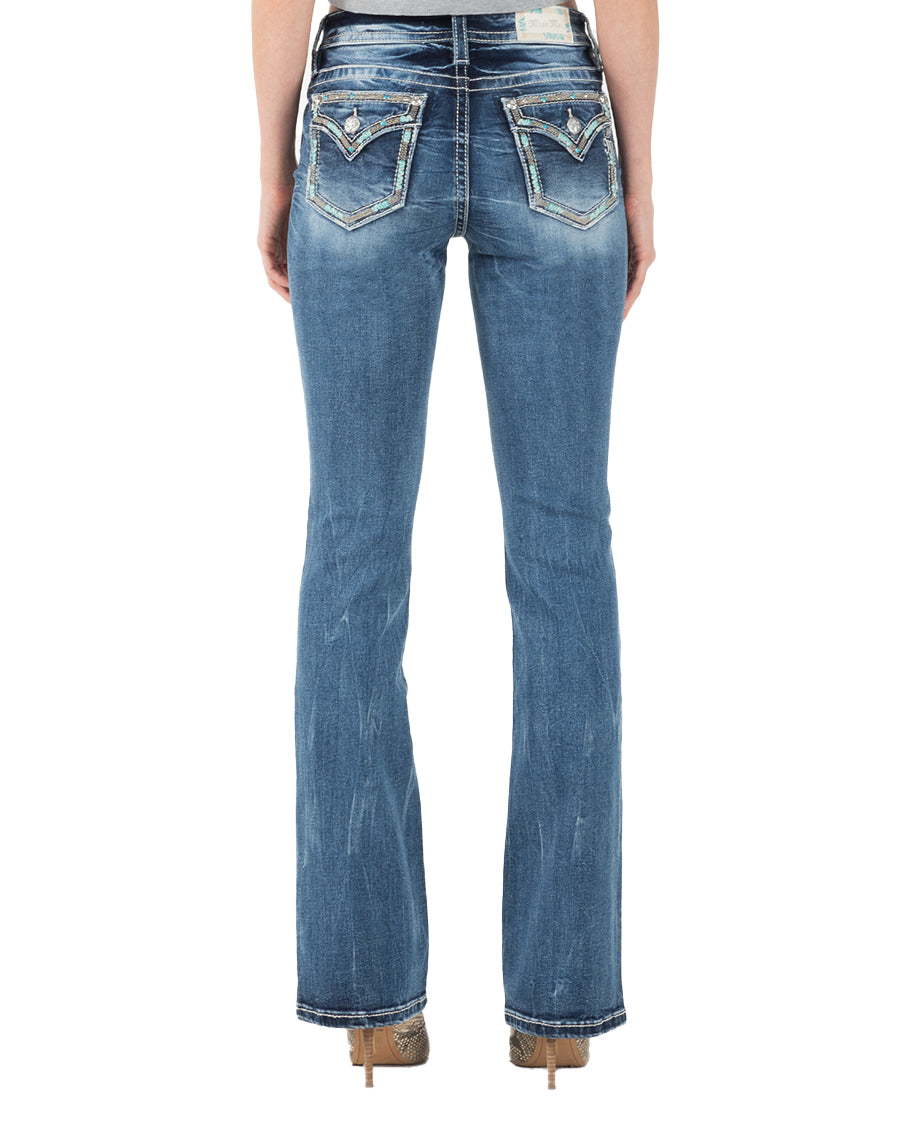 Women's Border Stitch Boot Cut Jeans