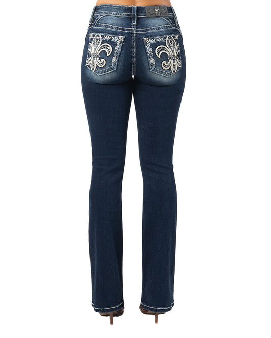 Women's Iced Fleur De Lis Boot Cut Jeans