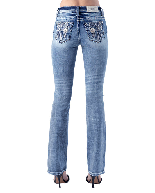 Women's Flower Dream Catcher Boot Cut Jeans