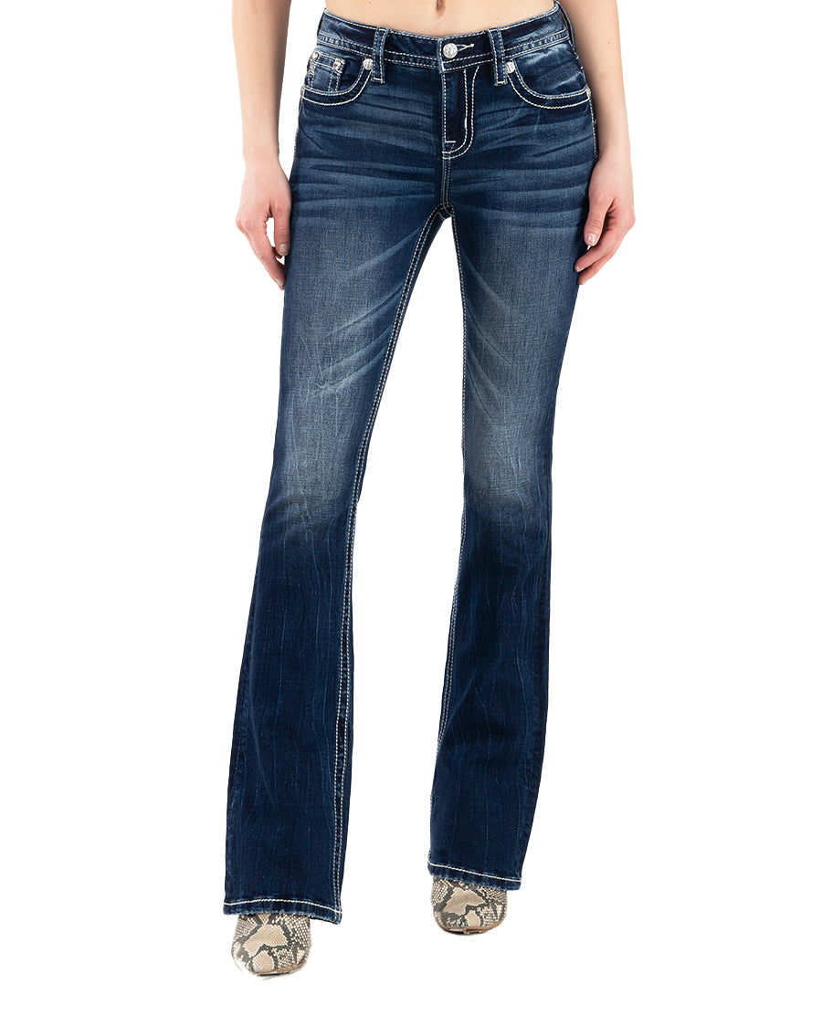 Women's Paisley Block Boot Cut Jeans