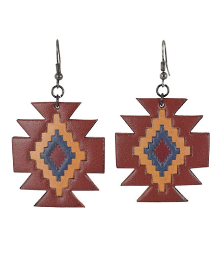 Women's Leather Aztec Earrings