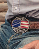 Trimmed Circular American Flag Attitude Belt Buckle